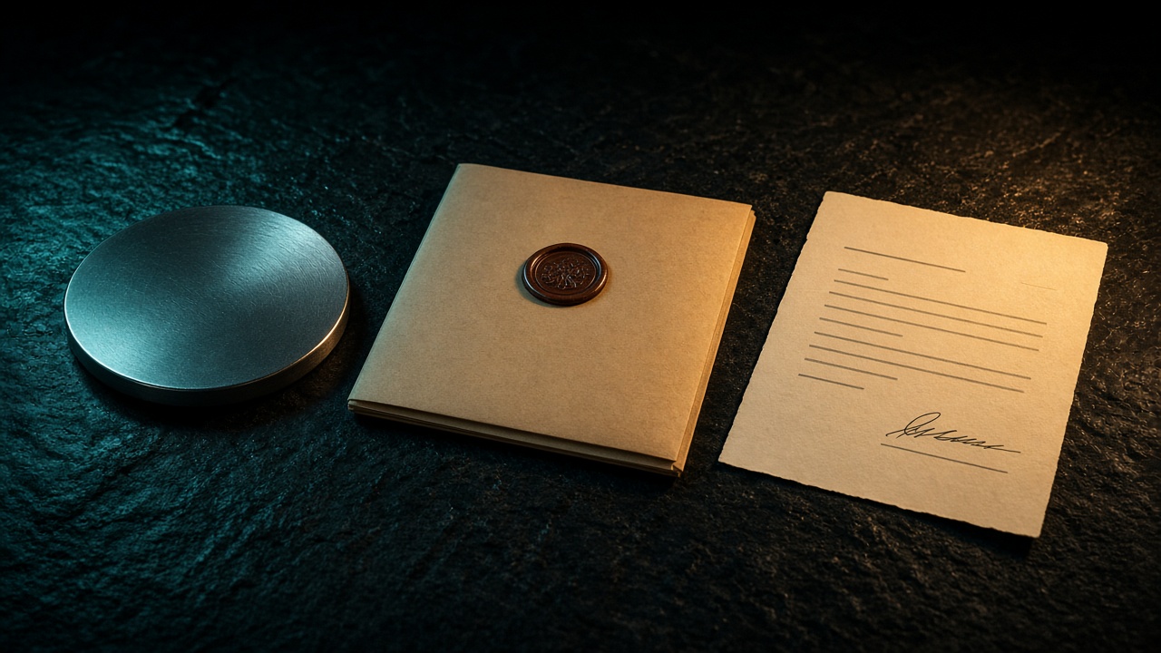 Drei getrennte Zeilen für Eigenkapital, Token und Dienstvertrag neben einem Netzschema